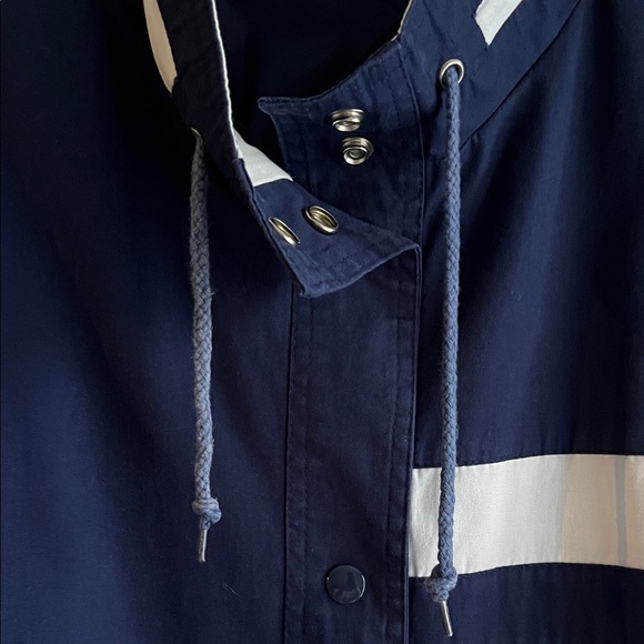 Vintage Current Air Navy Blue with White Accents Bomber Jacket Windbreaker in S - Picture 4 of 14